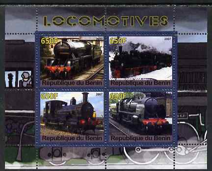 Benin 2007 Locomotives #2 perf sheetlet containing 4 values unmounted mint