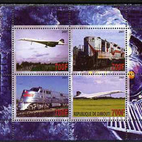 Djibouti 2007 Railways & Concorde #1 perf sheetlet containing 4 values unmounted mint. Note this item is privately produced and is offered purely on its thematic appeal
