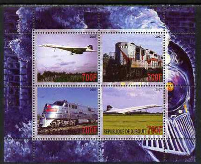 Djibouti 2007 Railways & Concorde #1 perf sheetlet containing 4 values unmounted mint. Note this item is privately produced and is offered purely on its thematic appeal