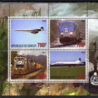 Djibouti 2007 Railways & Concorde #2 perf sheetlet containing 4 values unmounted mint. Note this item is privately produced and is offered purely on its thematic appeal