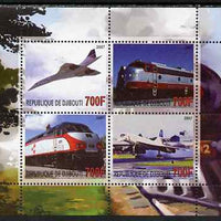 Djibouti 2007 Railways & Concorde #3 perf sheetlet containing 4 values unmounted mint. Note this item is privately produced and is offered purely on its thematic appeal