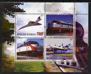 Djibouti 2007 Railways & Concorde #3 perf sheetlet containing 4 values unmounted mint. Note this item is privately produced and is offered purely on its thematic appeal