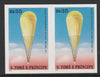 St Thomas & Prince Islands 1980 Balloons 25Db (Prof Piccard) imperforate pair on ungummed paper (ex archive proof sheet)
