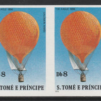 St Thomas & Prince Islands 1980 Balloons 8Db (Anrée's Eagle) imperforate pair on ungummed paper (ex archive proof sheet)