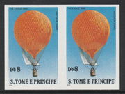 St Thomas & Prince Islands 1980 Balloons 8Db (Anrée's Eagle) imperforate pair on ungummed paper (ex archive proof sheet)