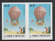 St Thomas & Prince Islands 1980 Balloons 3Db (Von Lütgendorf) imperforate pair on ungummed paper (ex archive proof sheet)