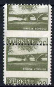 Turkey 1959-60 Euphrates Bridge 20k vert pair with 6.5mm shift of horiz perfs mounted mint, as SG 1857