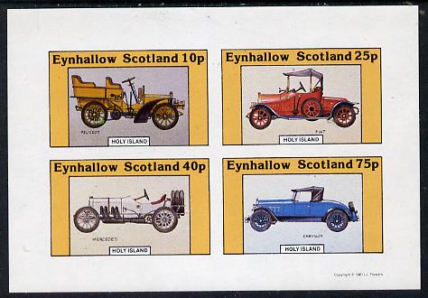 Eynhallow 1981 Vintage Cars #4 (Peugeot, Fiat, Mercedes & Chrysler) imperf,set of 4 values (10p to 75p) unmounted mint