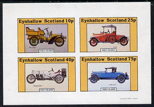 Eynhallow 1981 Vintage Cars #4 (Peugeot, Fiat, Mercedes & Chrysler) imperf,set of 4 values (10p to 75p) unmounted mint