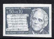 France 1971 Red Cross Fund 50c + 10c Esprit Auber (Composer) imperf colouir trial proof in grey, some paper adhesion