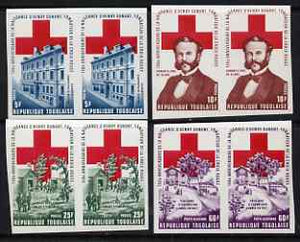 Togo 1978 Red Cross Anniversary set of 4 in imperf pairs from limited printing, unmounted mint as SG 1309-12