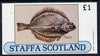 Staffa 1982 Fish #08 (Plaice) imperf souvenir sheet (£1 value) unmounted mint