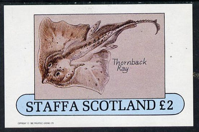Staffa 1982 Fish #08 (Thornback Ray) imperf deluxe sheet (£2 value) unmounted mint