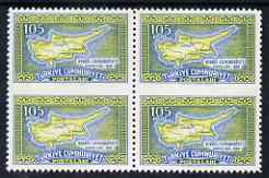 Turkey 1960 Cyprus 105k block of 4 imperf between horizontally, unmounted mint SG1908