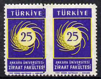 Turkey 1959 Agriculture horiz pair with misplaced perfs unmounted mint.