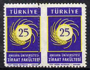 Turkey 1959 Agriculture horiz pair with misplaced perfs unmounted mint.