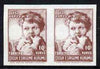 Turkey 1945 Postal Tax 10k horizontal imperf pair with red (star) omitted, unmounted mint but minor wrinkles
