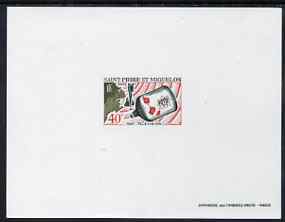 St Pierre & Miquelon 1967 Inauguration of Television Service Epreuve deluxe proof sheet in issued colours unmounted mint, SG 446