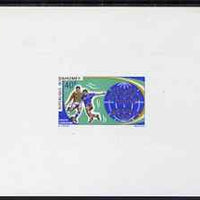 Dahomey 1970 Football 40f imperf die proof in issued colours on sunken card