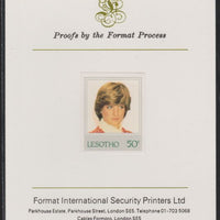 Lesotho 1982 Princess Diana's 21st Birthday 50c imperf mounted on Format International Proof Card, as SG515