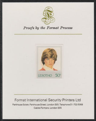 Lesotho 1982 Princess Diana's 21st Birthday 50c imperf mounted on Format International Proof Card, as SG515