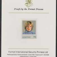 Lesotho 1982 Princess Diana's 21st Birthday 1M imperf mounted on Format International Proof Card, as SG517