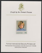 Lesotho 1982 Princess Diana's 21st Birthday 1M imperf mounted on Format International Proof Card, as SG517