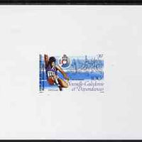 New Caledonia 1987 South Pacific Games 100f Long Jump imperf deluxe proof sheet in issued colours, SG 821