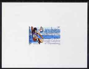 New Caledonia 1987 South Pacific Games 100f Long Jump imperf deluxe proof sheet in issued colours, SG 821