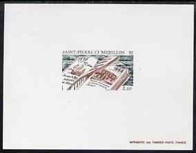 St Pierre & Miquelon 1986 450th Anniversary of Discovery of Islands (open Book) Epreuve deluxe proof sheet in issued colours, unmounted mint SG 567