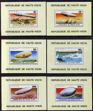 Upper Volta 1976 Zeppelin Airships set of 6 perforated De-luxe sheets unmounted mint, Mi 625-30