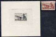 French West Africa 1947 Die Proof of 30c Girl & Bridge in black on sunken paper, plus issued stamp unmounted mint, SG 35