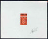 Chad 1961 Gazelle imperf die proof of 50c in vermilion & black on thin card signed by G Aufschneider, the engraver with Official impressed die stamp, as SG 69