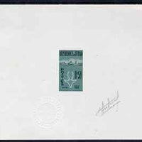 Chad 1961 Gazelle imperf die proof of 50c in green & black on thin card signed by G Aufschneider, the engraver with Official impressed die stamp, as SG 69