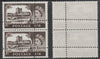 Great Britain 1963 Castles (Multiple Crown wmk) 2s6d vertical pair with perforations doubled (stamps are quartered) an attractive and interesting modern forgery, unmounted mint. Note: the stamps are genuine but the additional perf……Details Below