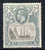 St Helena 1922-37 KG5 Badge Script 2d single with variety 'Right vignette frame line dented' (stamp 27) mtd mint but tiny thin SG 100var