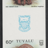 Tuvalu 1986 Crabs 60c (Red Hermit Crab) imperf gutter pair unmounted mint from uncut proof sheet, as SG 375. Note: The design withing the gutter varies across the sheet, therefore, the one you receive,may differ from that shown in the illustration.