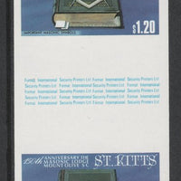 St Kitts 1985 Masonic Lodge $1.20 (Masonic Symbols) imperf gutter pair unmounted mint from uncut proof sheet, as SG 179. Note: The design withing the gutter varies across the sheet, therefore, the one you receive,may differ from t……Details Below