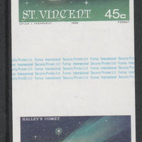 St Vincent 1986 Halley's Comet 45c (Comet) imperf gutter pair unmounted mint from uncut proof sheet, as SG 973. Note: The design withing the gutter varies across the sheet, therefore, the one you receive,may differ from that shown……Details Below