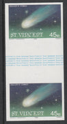 St Vincent 1986 Halley's Comet 45c (Comet) imperf gutter pair unmounted mint from uncut proof sheet, as SG 973. Note: The design withing the gutter varies across the sheet, therefore, the one you receive,may differ from that shown……Details Below