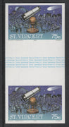 St Vincent 1986 Halley's Comet 75c (Newton's Telescope) imperf gutter pair unmounted mint from uncut proof sheet, as SG 975. Note: The design withing the gutter varies across the sheet, therefore, the one you receive,may differ fr……Details Below