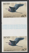 Nevis 1985 Hawks & Herons 60c (Little Blue Heron) imperf gutter pair unmounted mint from uncut proof sheet, as SG 267. Note: The design withing the gutter varies across the sheet, therefore, the one you receive,may differ from tha……Details Below