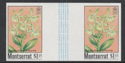 Montserrat 1985 Orchids $1.15 (Eppidendrum difforme) imperf gutter pair unmounted mint from uncut proof sheet, as SG 632. Note: The design withing the gutter varies across the sheet, therefore, the one you receive,may differ from ……Details Below