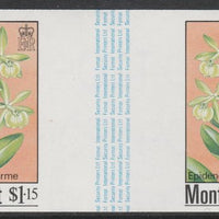 Montserrat 1985 Orchids $1.15 (Eppidendrum difforme) imperf gutter pair unmounted mint from uncut proof sheet, as SG 632. Note: The design withing the gutter varies across the sheet, therefore, the one you receive,may differ from ……Details Below