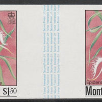 Montserrat 1985 Orchids $1.50 (Eppidendrum ciliare) imperf gutter pair unmounted mint from uncut proof sheet, as SG 633. Note: The design withing the gutter varies across the sheet, therefore, the one you receive,may differ from t……Details Below