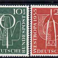 Germany - West 1955 West European Stamps Exhibition perf set of 2 mounted mint SG 1143-44