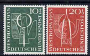 Germany - West 1955 West European Stamps Exhibition perf set of 2 mounted mint SG 1143-44