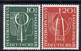 Germany - West 1955 West European Stamps Exhibition perf set of 2 mounted mint SG 1143-44