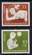 Germany - West 1956 Youth Hostels' Fund perf set of 2 mounted mint SG 1158-9