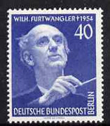 Germany - West Berlin 1955 First Death Anniversary of,Furtwangler (conductor) mounted mint SG B125